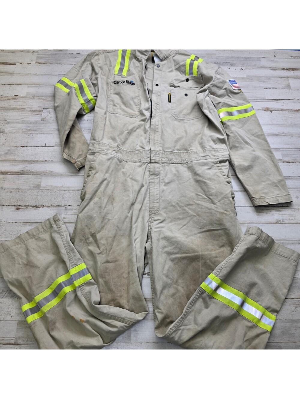 Carbon Ridge Industrial Work Coveralls Reflective Stripes Oil Utility L Stains